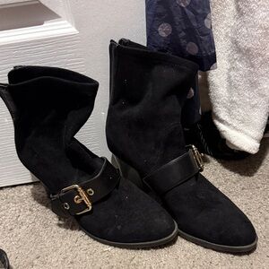 Black Tommy Hilfiger Buckle Suede Booties